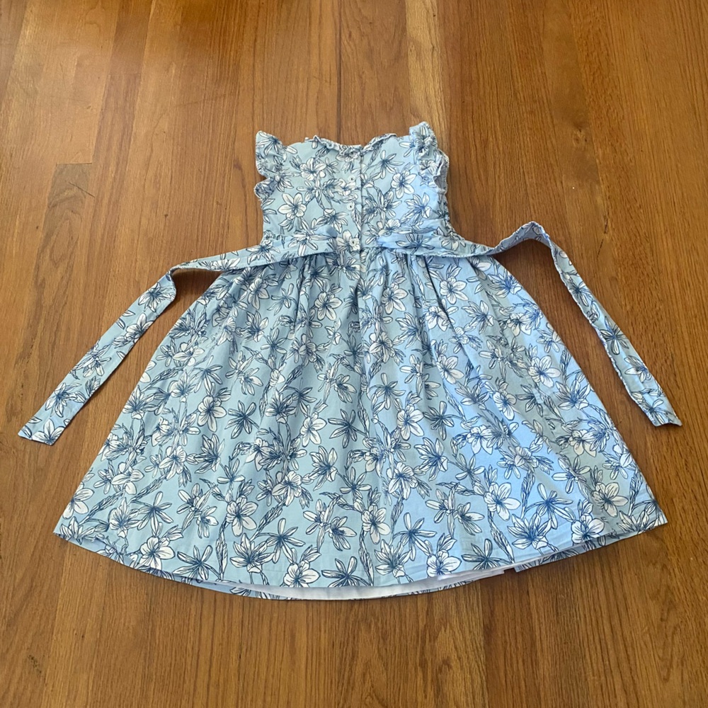 Bordino Smocked Floral Blue Kids Formal Dress - Picture 5 of 8